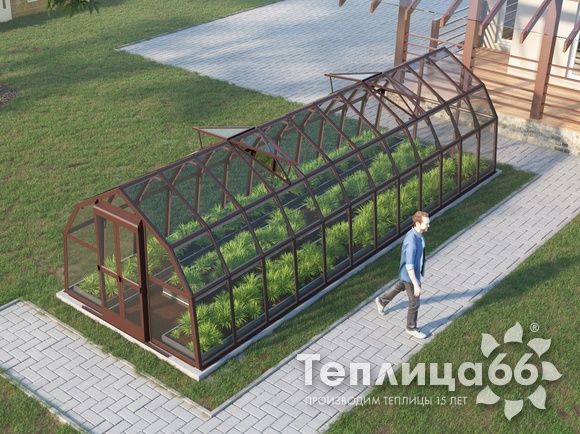 Теплица Рада Нева под стекло, 2,65х8 метров, коричневая