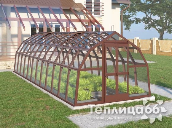 Теплица Рада Нева под стекло, 2,65х8 метров, коричневая
