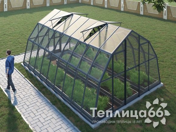 Теплица Рада Енисей под стекло, 4х6 метров, графитовая