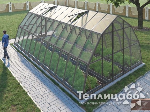 Теплица Рада Нил под стекло, 4,5х8 метров, графитовая
