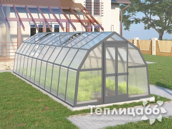 Теплица Рада Ладога из поликарбоната, 2.65х8 метров, графитовая